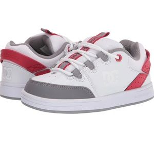 DC Unisex-Child Syntax Skate Shoe, Gray/White/Red